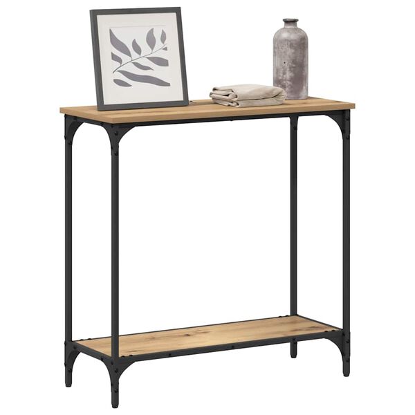 vidaXL Wandtafel met plank artisanaal eikenkleurig 75 x 30.5 x 75 cm