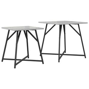 vidaXL Bijzettafelset 2 st Grijs Sonoma en Zwart 50 x 50 x 50 cm