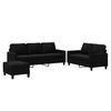 vidaXL 3-delige Loungeset met kussens fluweel zwart