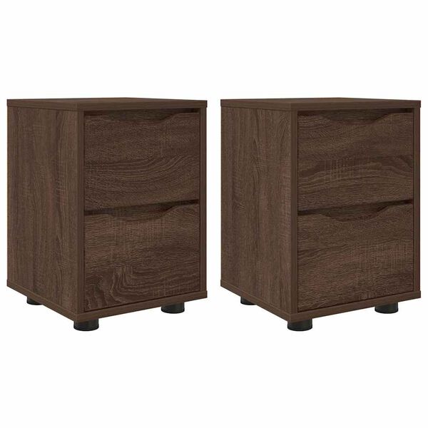 vidaXL Nachtkastjes 2 pcs Bruin Eiken 30,5 x 30 x 43 cm Bewerkt hout