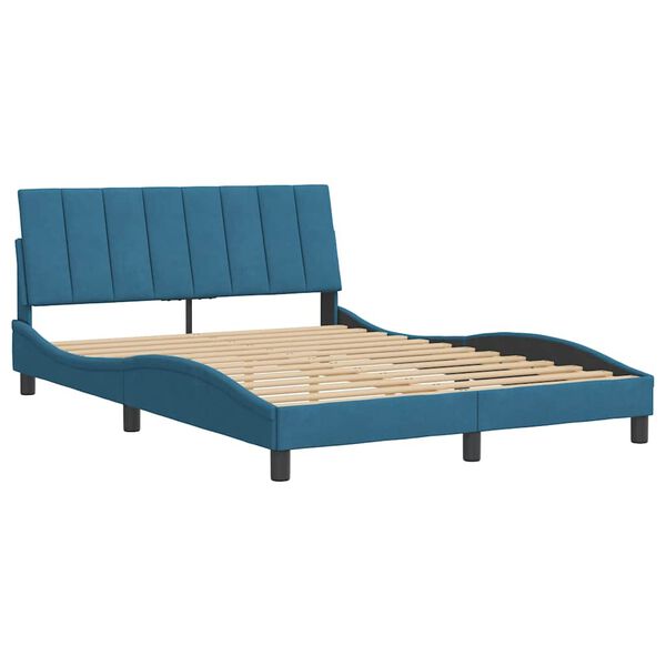 vidaXL Bedframe zonder matras "Hanko" fluweel blauw 140x190 cm