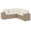 vidaXL 5-delige Loungeset met kussens poly rattan beige