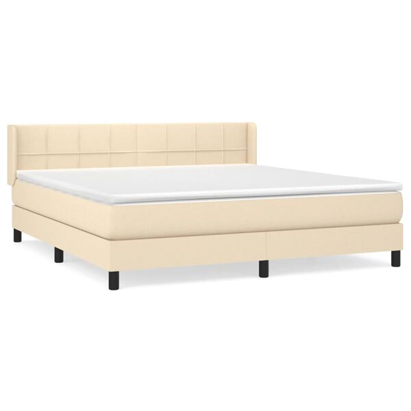 vidaXL Boxspring met matras stof cr&egrave;mekleurig 160x200 cm