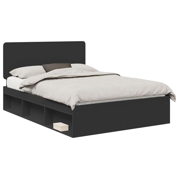 vidaXL Bedframe met hoofdeinde Zwart 160 x 200 cm Massief grenenhout