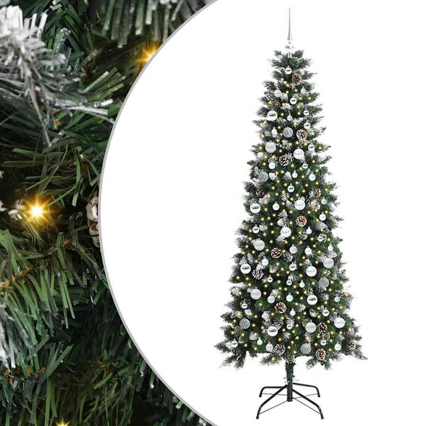 vidaXL Kunstkerstboom met 300 LED Groen 210 cm PVC en Plastic en Staal