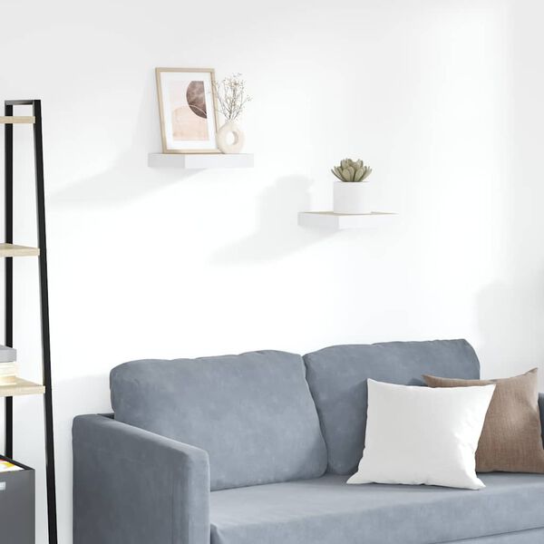 vidaXL Wandschappen zwevend 2 st 23x23,5x3,8 cm MDF eikenkleurig wit