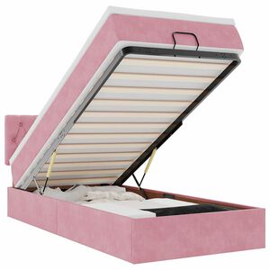 vidaXL Bed poef met matras en LED's 80x200 cm fluweel roze