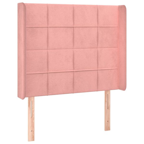 vidaXL Hoofdbord met randen 93x16x118/128 cm fluweel roze