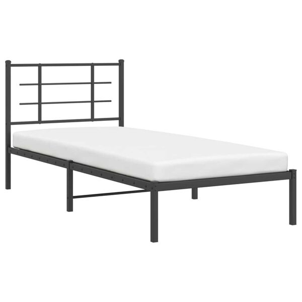 vidaXL Bedframe met hoofdbord metaal zwart 90x200 cm