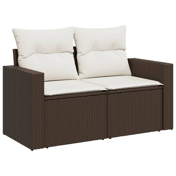 vidaXL 11-delige Loungeset met kussens poly rattan bruin