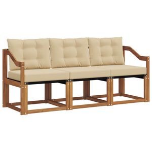 vidaXL Buiten bankenset met kussen 3 pcs Natuurlijk en Beige