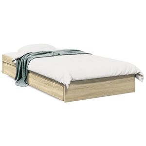 vidaXL Bedframe met lades bewerkt hout sonoma eikenkleurig 90x190 cm