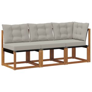 vidaXL Outdoor Midden- en Hoeksalon met kussen 3 Stuk Naturel