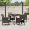 vidaXL Tuin eettafelset met kussen 5 pcs Bruin poly rattan