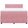 vidaXL Boxspring met matras fluweel roze 140x200 cm