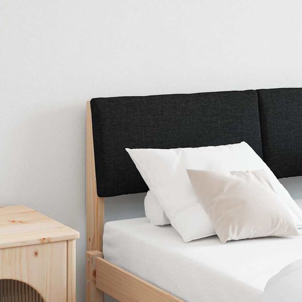 vidaXL Gestoffeerd hoofdbord Zwart 120 cm Massief grenenhout