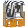 vidaXL Strandstoel met kussens poly rattan en hout wit en blauw