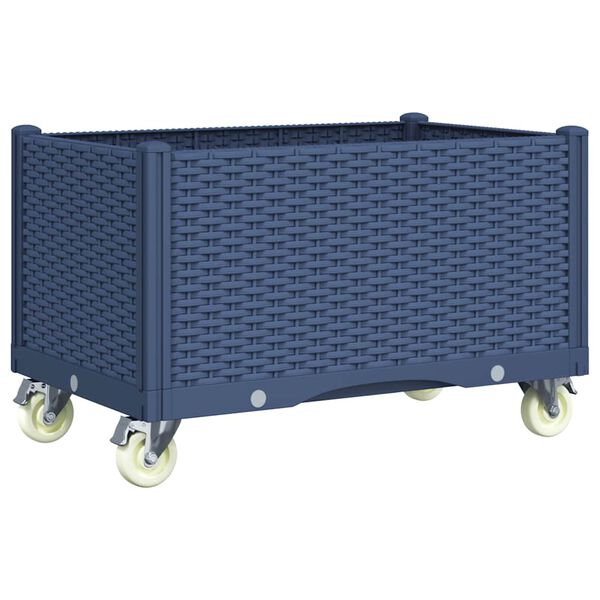 vidaXL Plantenbak met wielen 80x50x54 cm polypropeen blauwgrijs