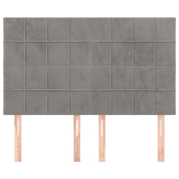 vidaXL Hoofdbord lichtgrijs 144x5x118/128 cm fluweel