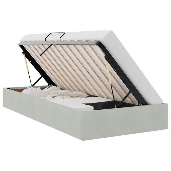 vidaXL Opslag bed met hoofdeinde Lichtgrijs 90 x 190 cm Fluweel
