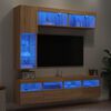 vidaXL 7-delige Tv-wandmeubelset met LED-verlichting sonoma eikenkleur