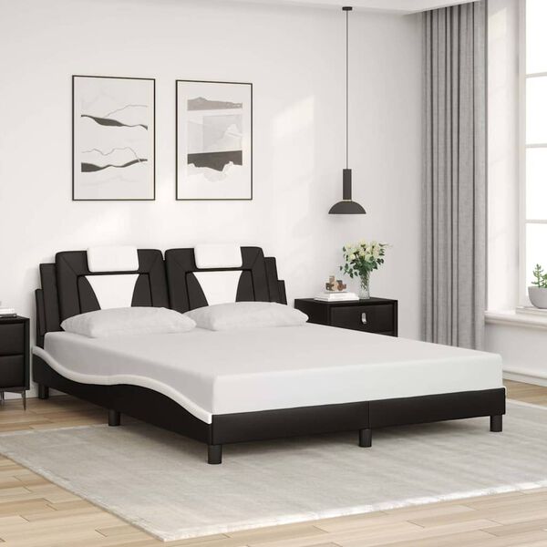 vidaXL Bedframe "Viana" zonder matras kunstleer zwart en wit 160x200 cm