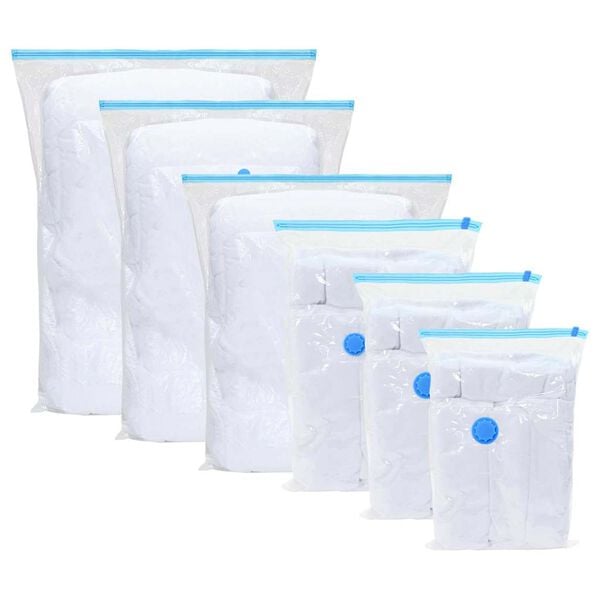 vidaXL Vacu&uuml;m opbergzakken 5 pcs Transparant en blauw 100 x 80 cm