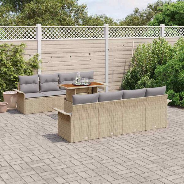 vidaXL Tuinbankenset met kussen 7 pcs Beige en Licht Grijs poly rattan