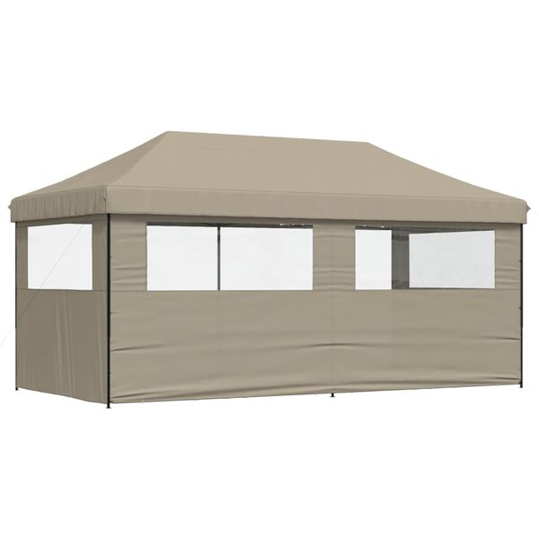 vidaXL Partytent inklapbaar pop-up met 3 zijwanden taupe