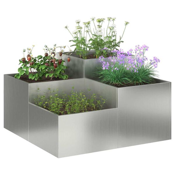 vidaXL Tuin Bloempot Zilver 100 x 100 x 48 cm Gegalvaniseerd staal