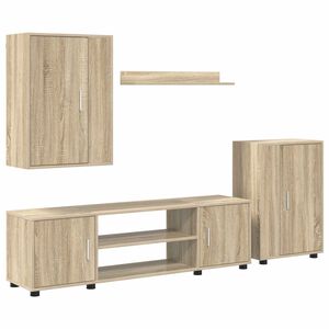 vidaXL Tv-meubelset Wandgemonteerd 4 pcs Sonoma Eiken Bewerkt hout