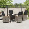 vidaXL Tuin eettafelset met kussen 5 pcs Grijs poly rattan