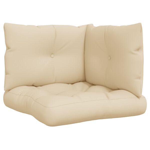 vidaXL Palletkussens 3 st stof beige