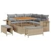 vidaXL Tuinbankenset met kussen 9 pcs Beige en Licht Grijs poly rattan