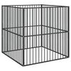 vidaXL Hondenkennel 4 panelen gepoedercoat staal zwart