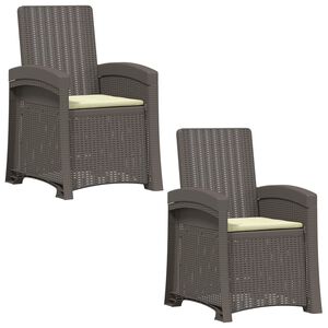 vidaXL Ligstoel in rietenlook 2 pcs Lichtgrijs en Cr&egrave;me PP