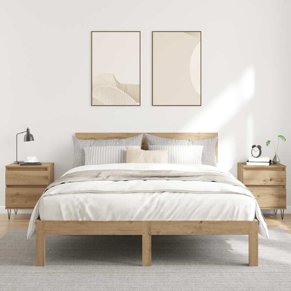 vidaXL Nachtkastjes 2 st 40x35x50cm bewerkt hout artisanaal eikenkleur