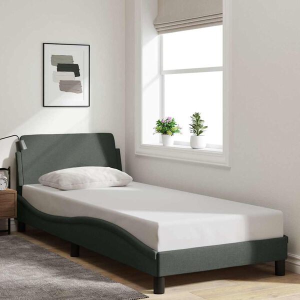vidaXL Bedframe "Dover" 90x200 cm stof donkergrijs