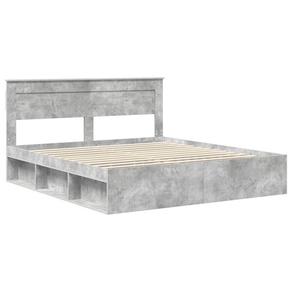 vidaXL Bedframe met hoofdeinde Beton 180 x 200 cm Massief grenenhout