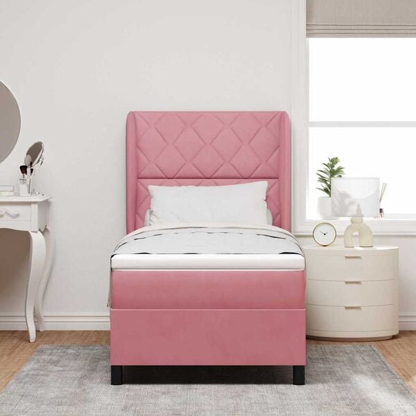 vidaXL Boxspringbed met matras Roze 200 x 90 cm Polyester