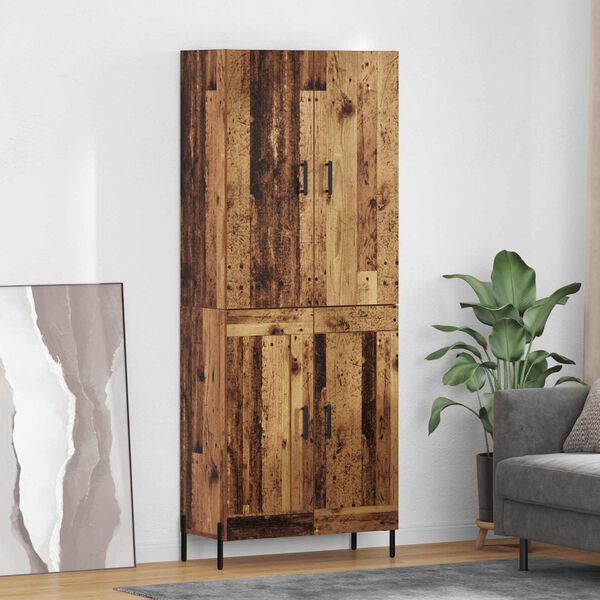 vidaXL Highboard Oud Hout 69,5 x 34 x 180 cm Bewerkt hout