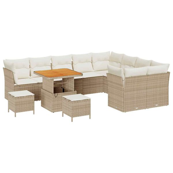 vidaXL Tuin Sofa Set 12 pcs Beige poly rattan