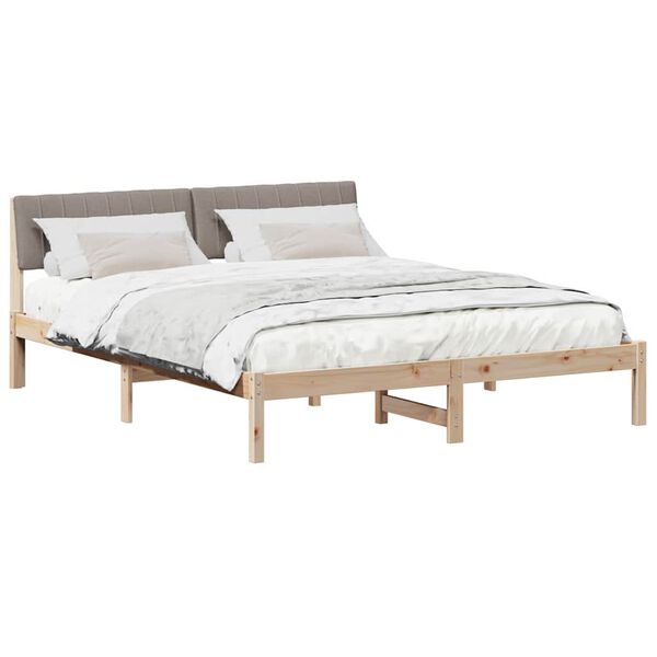 vidaXL Bedframe Bruin en taupe 160 x 200 cm Massief grenenhout