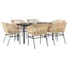 vidaXL 7-delige Tuinset met kussens poly rattan glas bruin