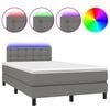 vidaXL Boxspring met matras en LED stof donkergrijs 120x200 cm