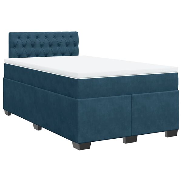 vidaXL Boxspring met matras fluweel donkerblauw 120x190 cm