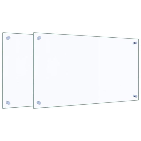vidaXL Spatschermen keuken 2 st 70x40 cm gehard glas transparant