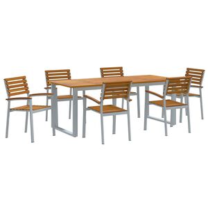 vidaXL Tuin eettafelset 7 st Grijs Massief Acaciahout