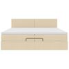 vidaXL Ottoman bed met matras 200x200 cm stof cr&egrave;mekleurig