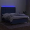 vidaXL Boxspring met matras en LED stof blauw 140x200 cm